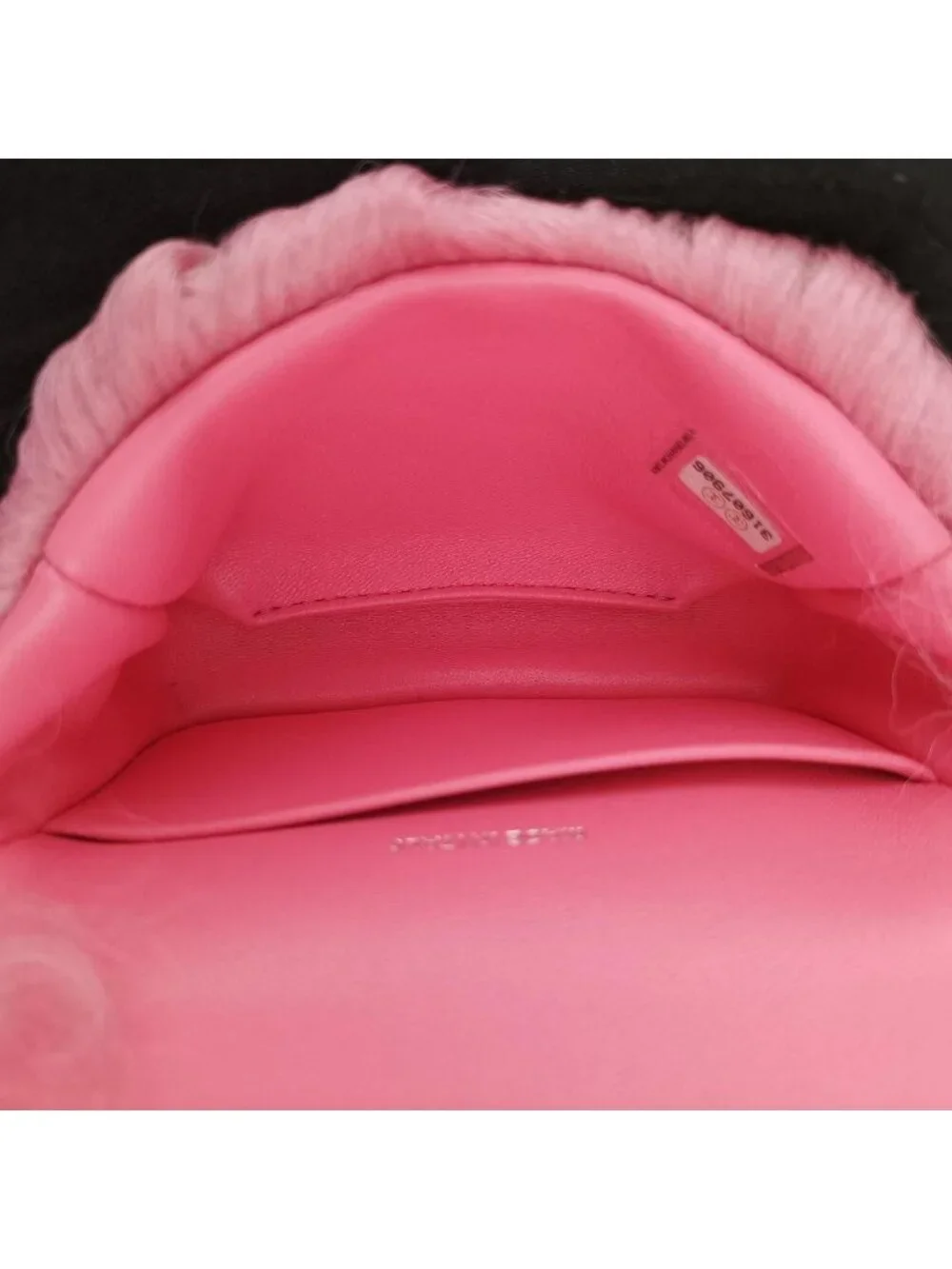 Chanel Shearling CC Hook Card Holder Pink Wool